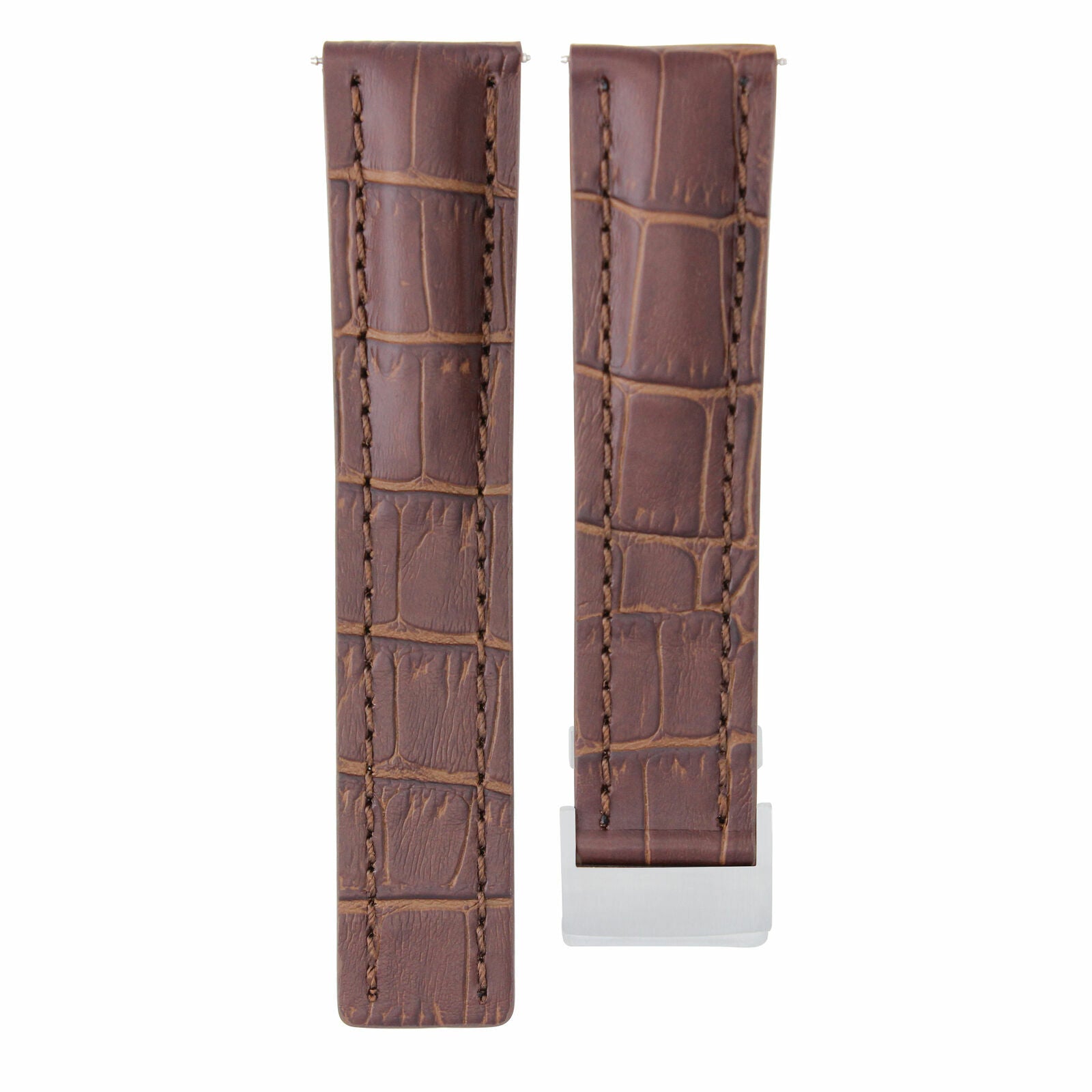 24MM LEATHER WATCH BAND STRAP FOR BREITLING NAVITIMER DEPLOYMENT CLASP BROWN