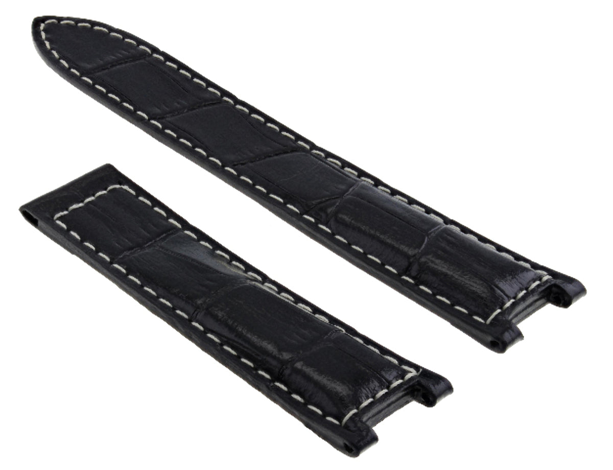 LEATHER WATCH STRAP BAND FOR PASHA DE CARTIER DEPLOYMENT CLASP 20MM BLACK WS