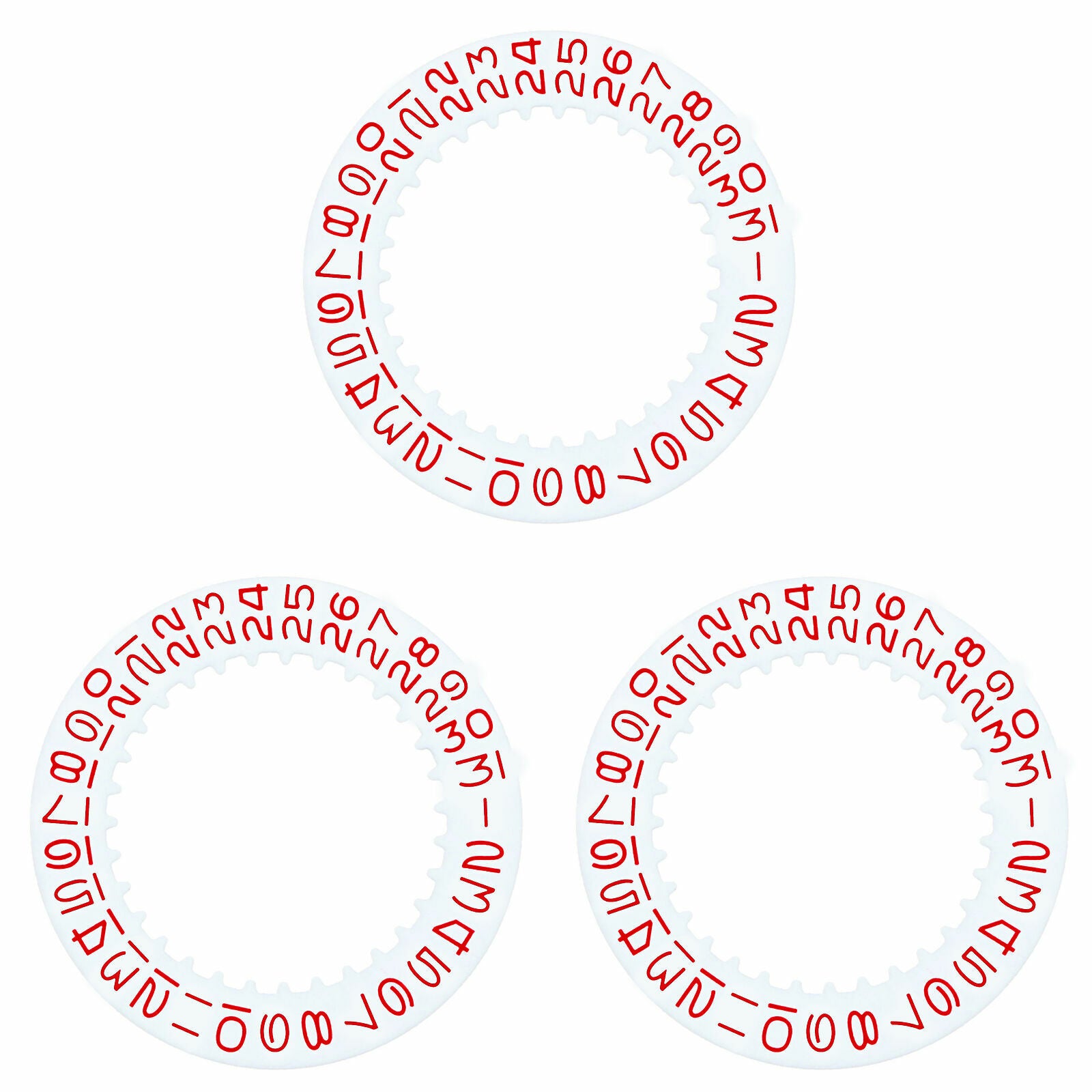 3 DATE DISC FOR 40MM ROLEX SUBMARINER, GMT MOVEMENT # 1530-1570 WHITE RED NUMBER