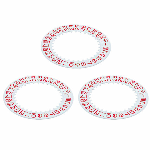 3 DATE DISC FOR 40MM ROLEX SUBMARINER, GMT MOVEMENT # 1530-1570 WHITE RED NUMBER