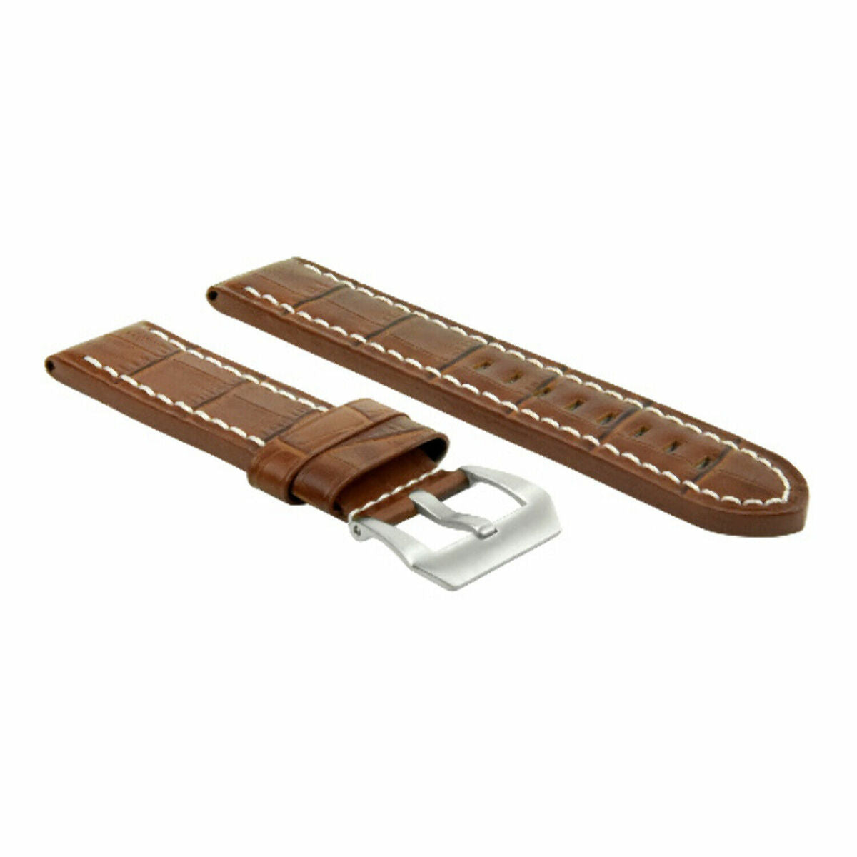 BIG 24MM LEATHER WATCH BAND STRAP FOR BREITLING COLT L/BROWN  BRUSH BUCKLE LONG