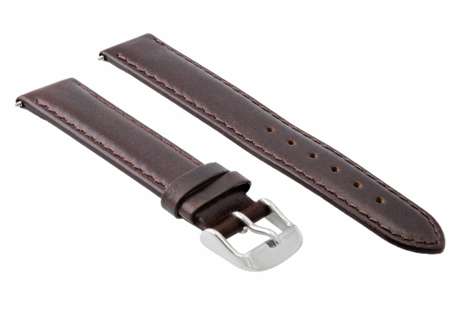 22MM SMOOTH LEATHER BAND STRAP FOR BAUME MERCIER CAPELAND CLASSIMA WATCH D/BROWN