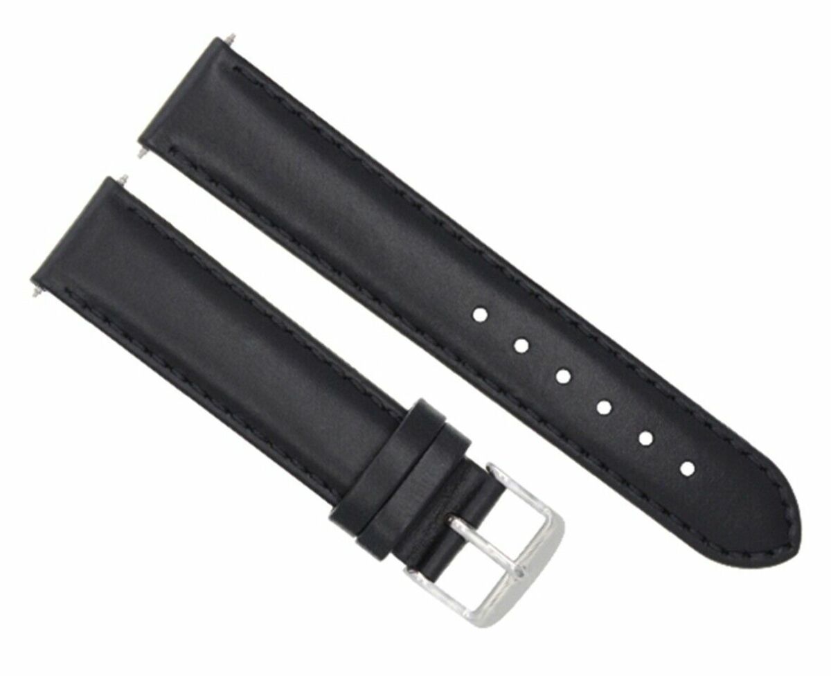 24MM SMOOTH LEATHER WATCH BAND STRAP FOR BAUME MERCIER CAPELAND WATCH BLACK