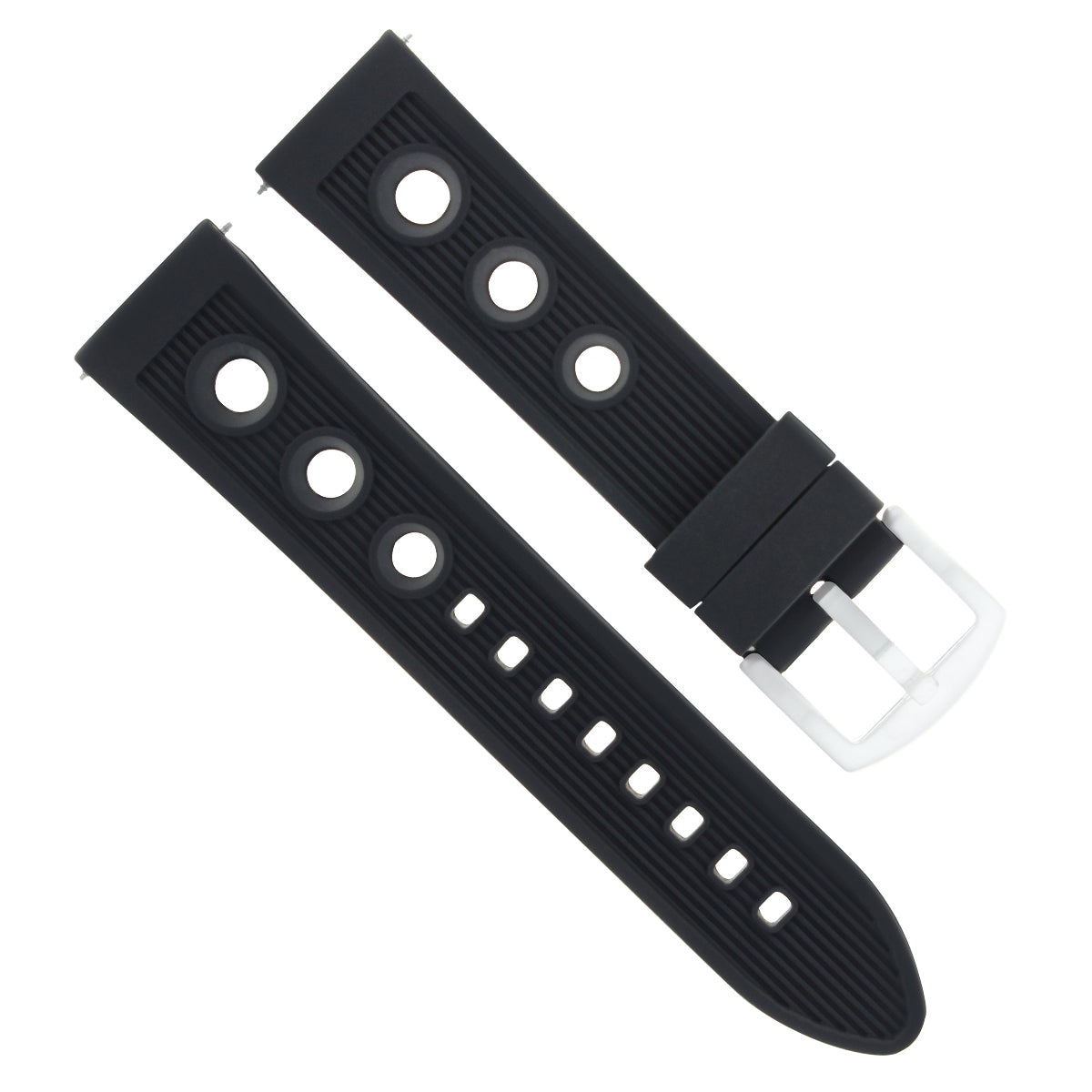 20MM RUBBER DIVER WATCH STRAP BAND FOR 43MM U-BOAT WATCH B&B 8015 CHRONO BLACK