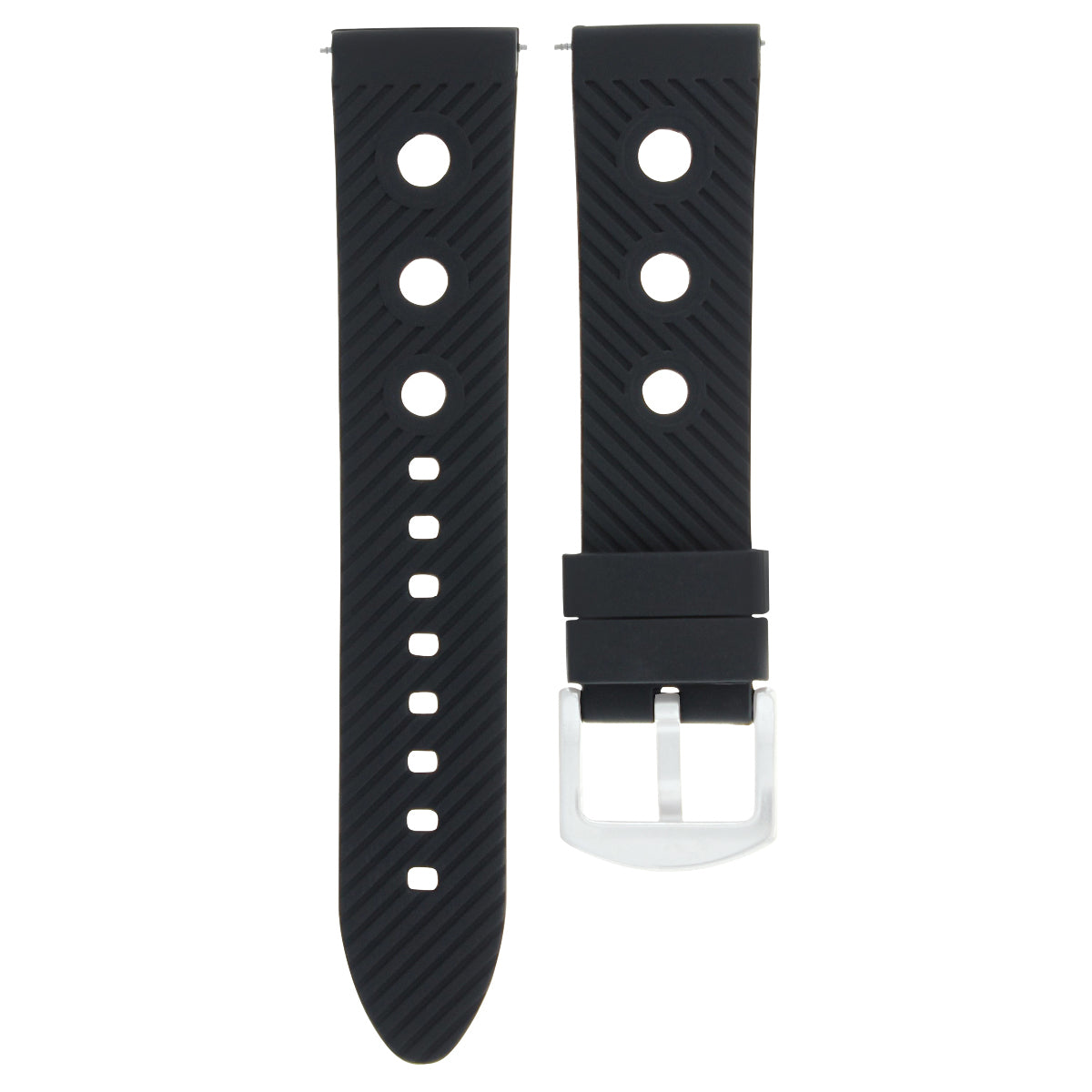 20MM RUBBER DIVER WATCH STRAP BAND FOR 43MM U-BOAT WATCH B&B 8015 CHRONO BLACK