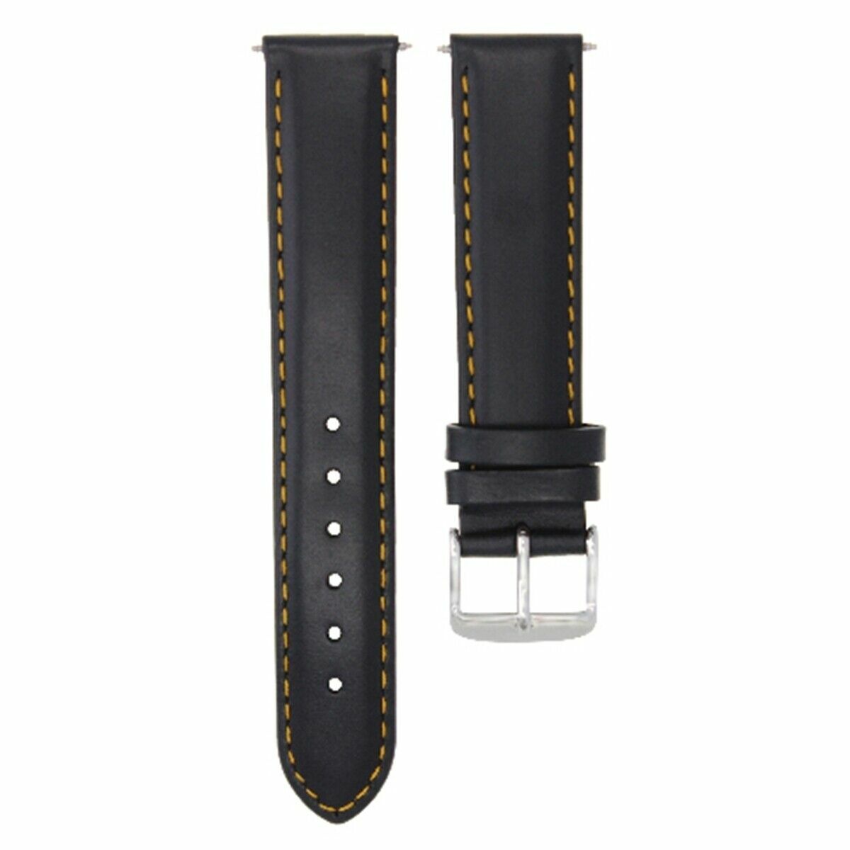 22MM LEATHER WATCH BAND SMOOTH  STRAP FOR BAUME MERCIER BLACK ORANGE STITCH