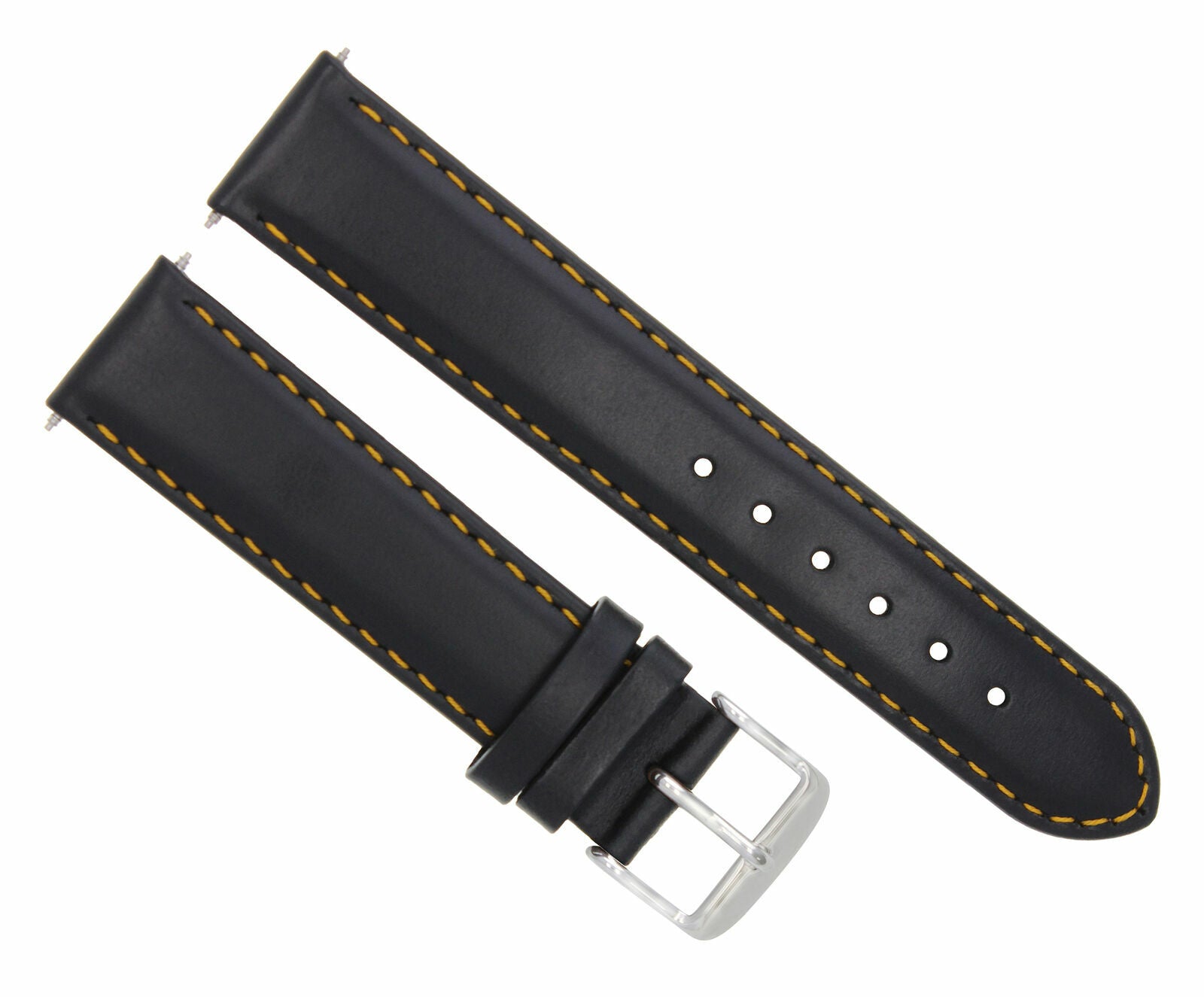 24MM SMOOTH LEATHER WATCH BAND STRAP FOR BAUME MERCIER BLACK ORANGE STITCH