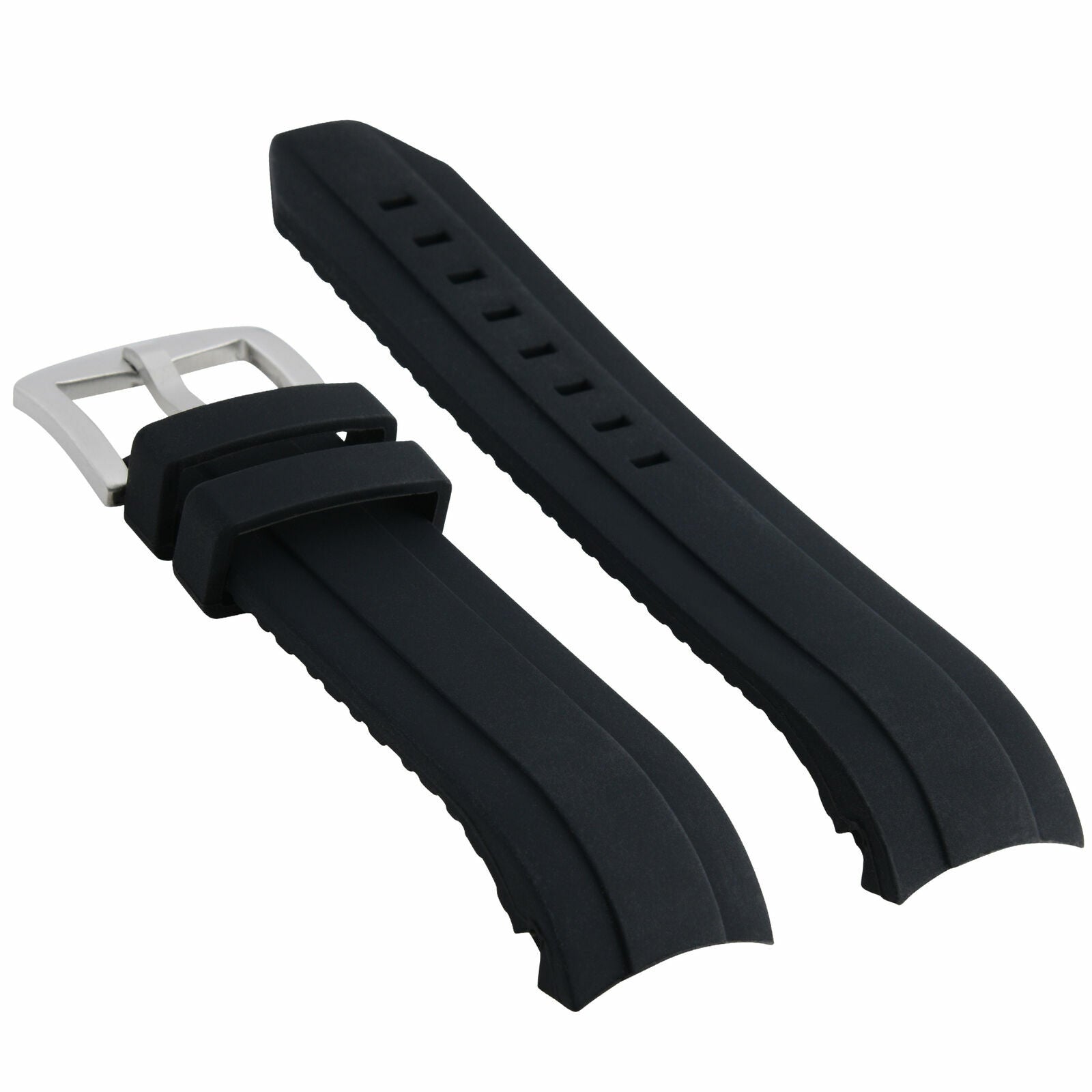 22MM CURVE SILICON RUBBER STRAP BAND FOR 45MM OMEGA SEAMASTER PLANET OCEAN BLACK