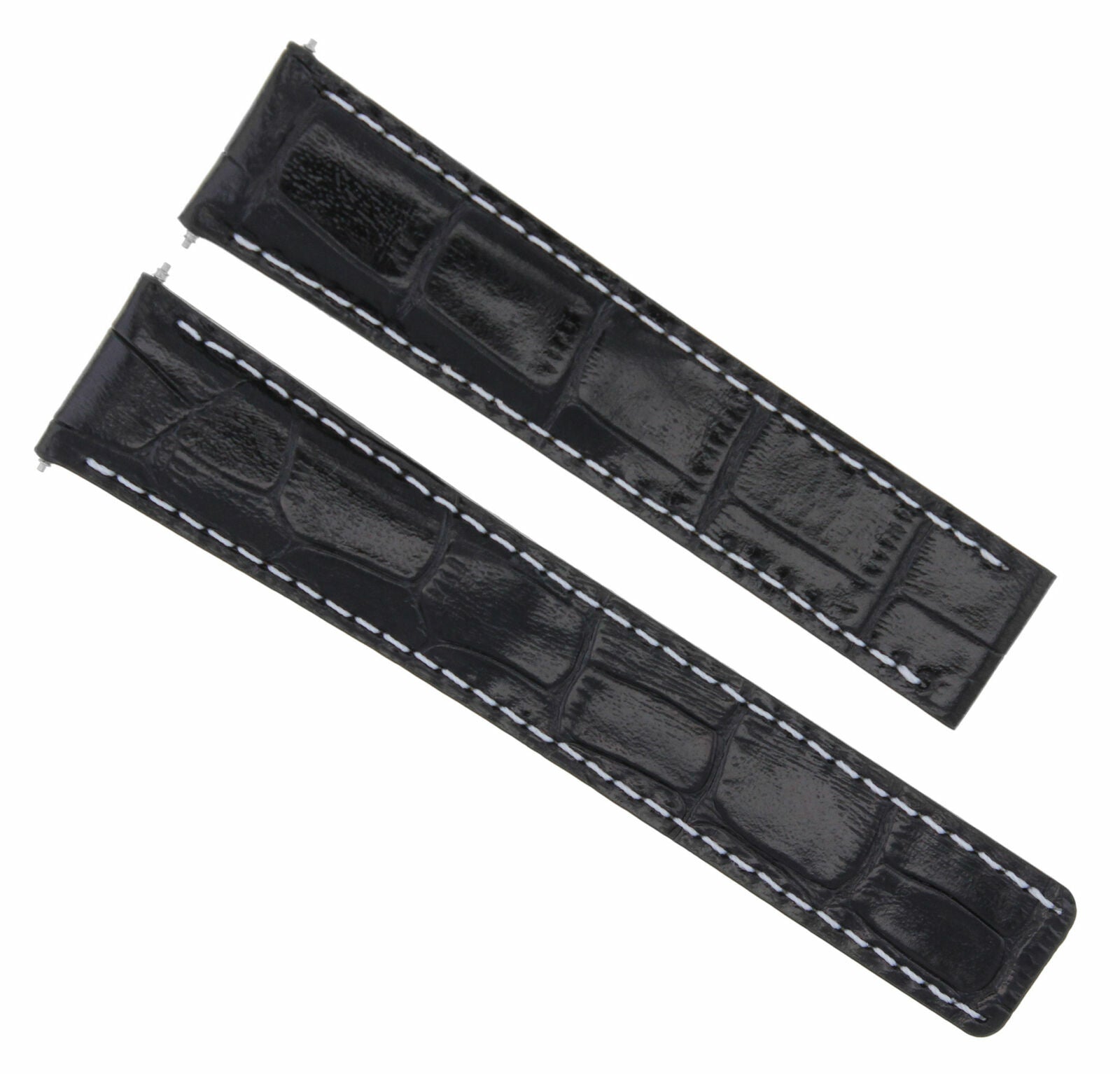 LEATHER WATCH STRAP BAND FOR BAUME MERCIER DEPLOYMENT CLASP BUCKLE 18/16MM BLACK