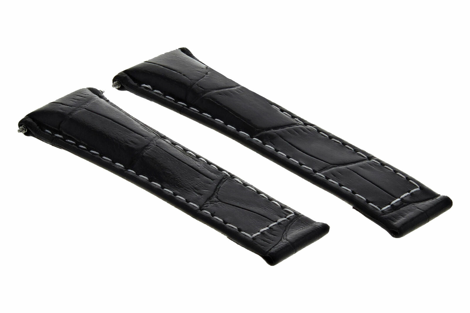 LEATHER STRAP BAND FOR ROLEX DAYTONA 116518 116519 BLACK WHITE STITCH SHORT