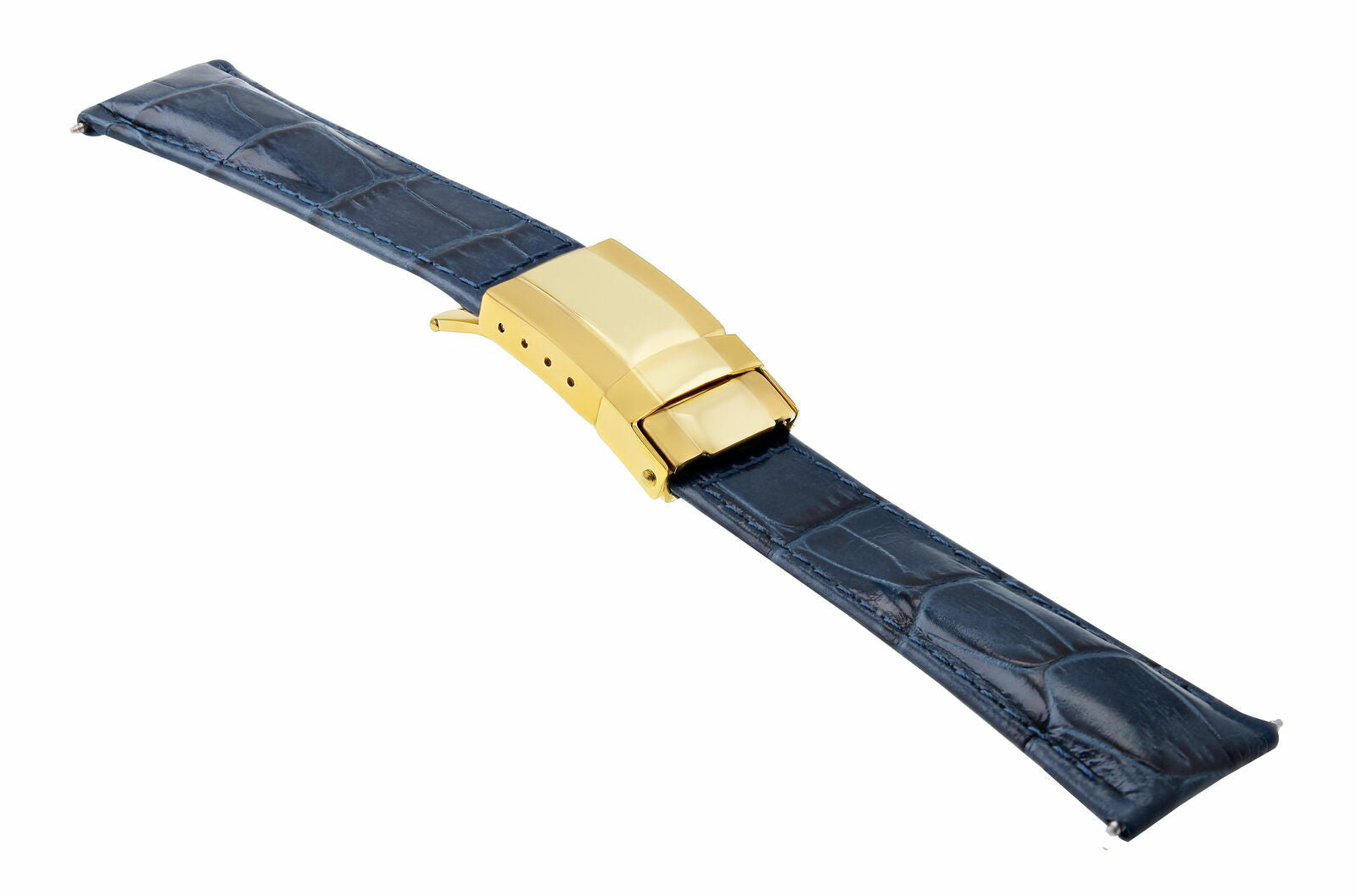 LEATHER BAND STRAP FOR ROLEX DAYTONA 16518 116519 116520 REGULAR GOLD CLASP BLUE