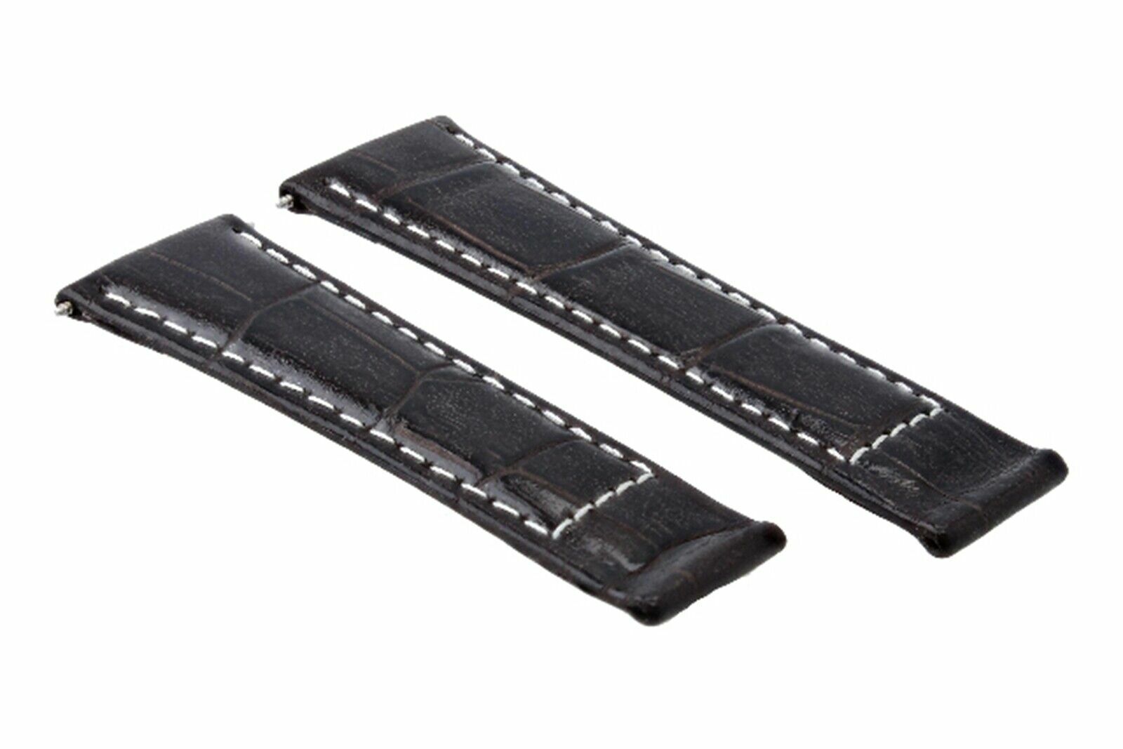 LEATHER STRAP FOR ROLEX DAYTONA 16518 116519 DARK BROWN WHITE STITCH REGULAR