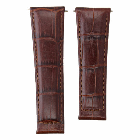 Leather Watch Band Strap for Rolex Daytona 16518 Brown Long Stainless Steel