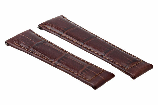Leather Watch Band Strap for Rolex Daytona 16518 Brown Long Stainless Steel, underside view