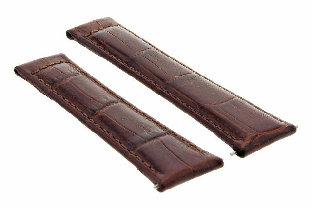 Leather Watch Band Strap for Rolex Daytona 16518 Brown Long Stainless Steel
