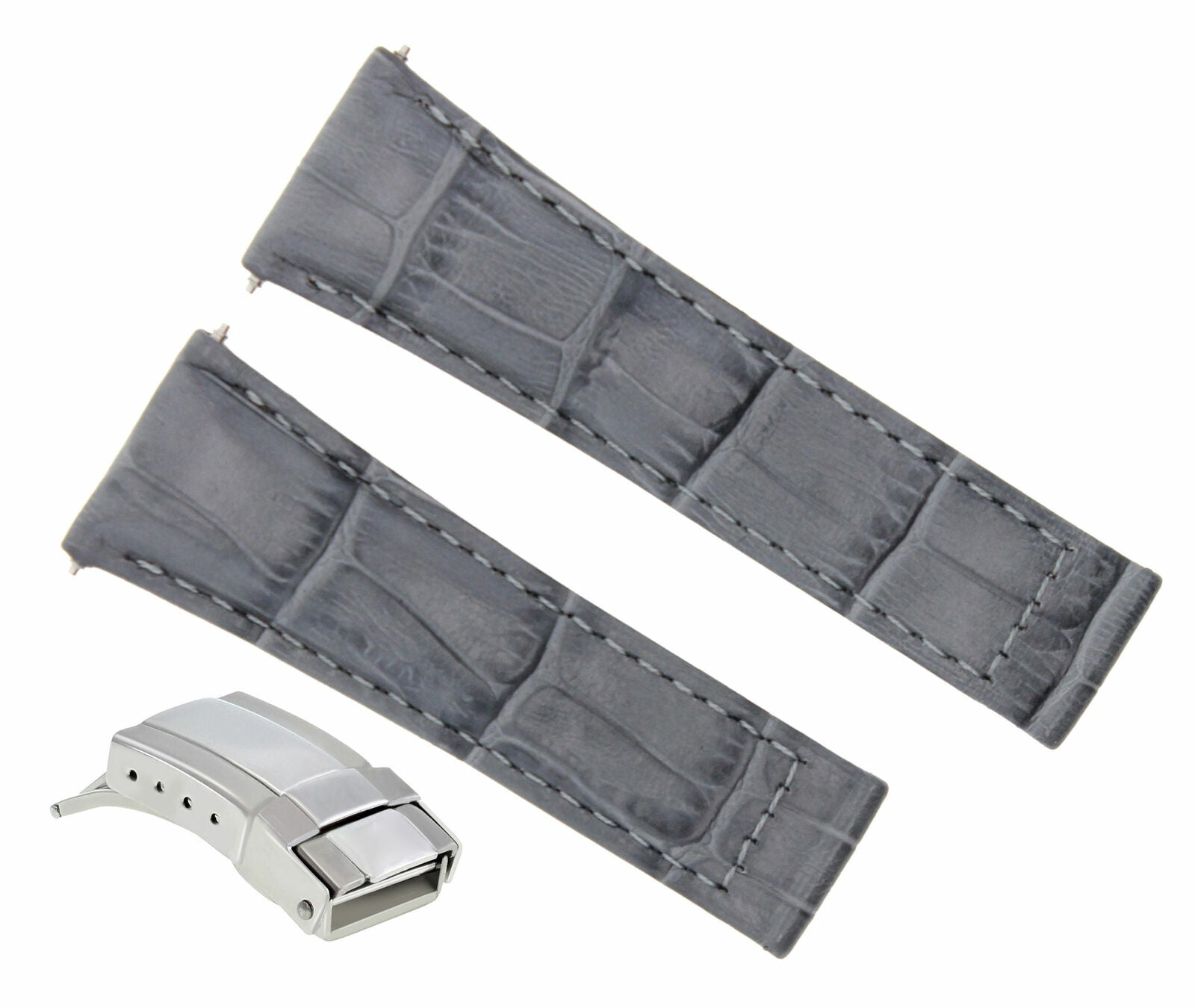 LEATHER STRAP FOR ROLEX DAYTONA 16518,16519 16523 REGULAR S/STEEL CLASP GREY