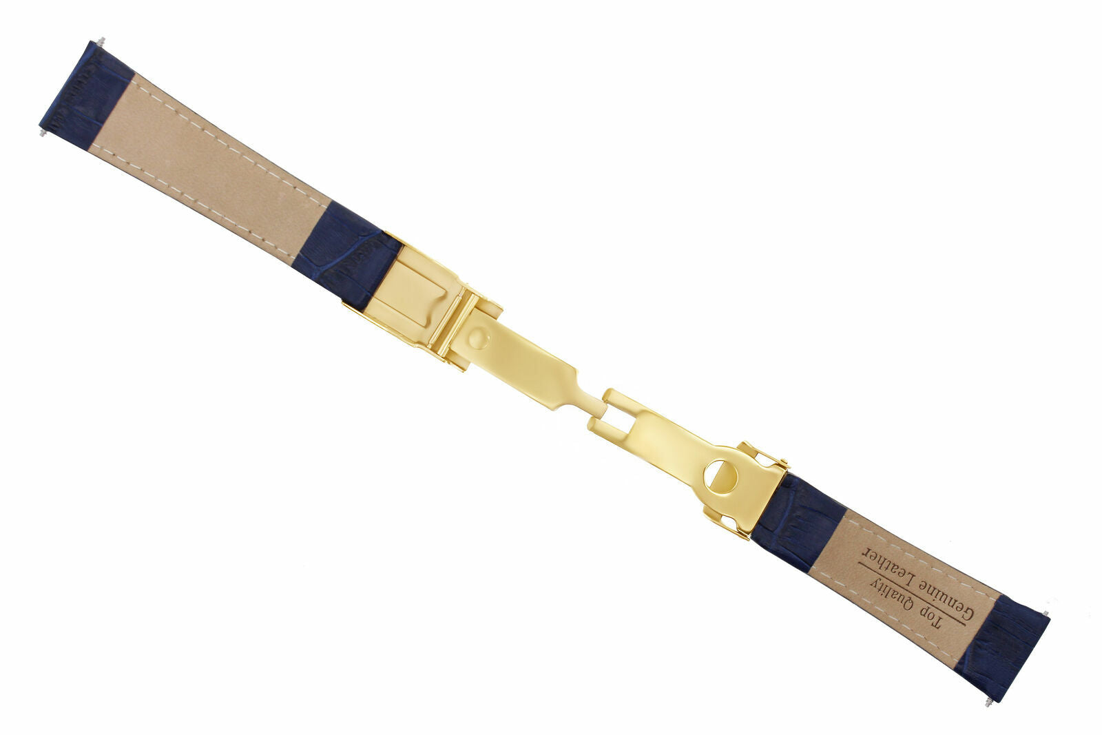 LEATHER BAND STRAP FOR ROLEX DAYTONA 16518 16520 REGULAR GOLD CLASP BLUE WS TQ