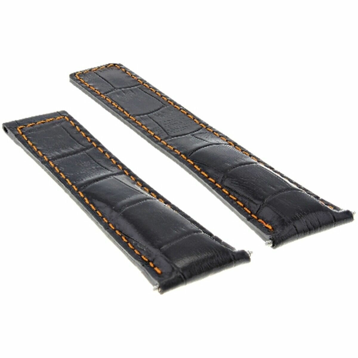 22/18MM LEATHER ALLIGATOR BAND STRAP CLASP FOR TAG HEUER CARRERA 16 BLACK OS