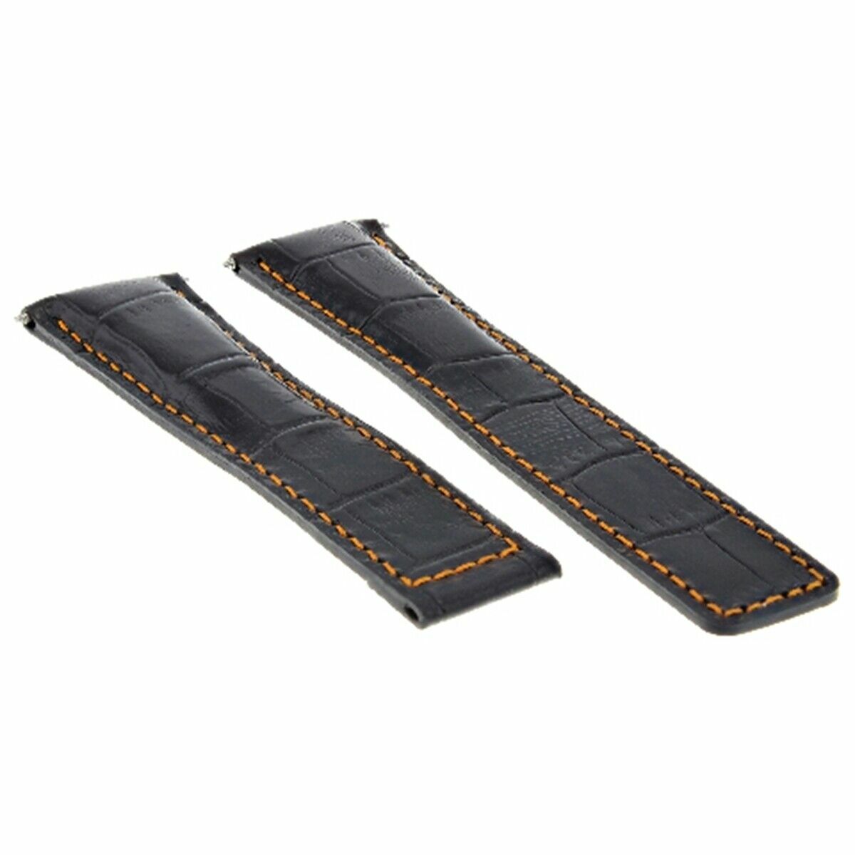 22/18MM LEATHER ALLIGATOR BAND STRAP CLASP FOR TAG HEUER CARRERA 16 BLACK OS