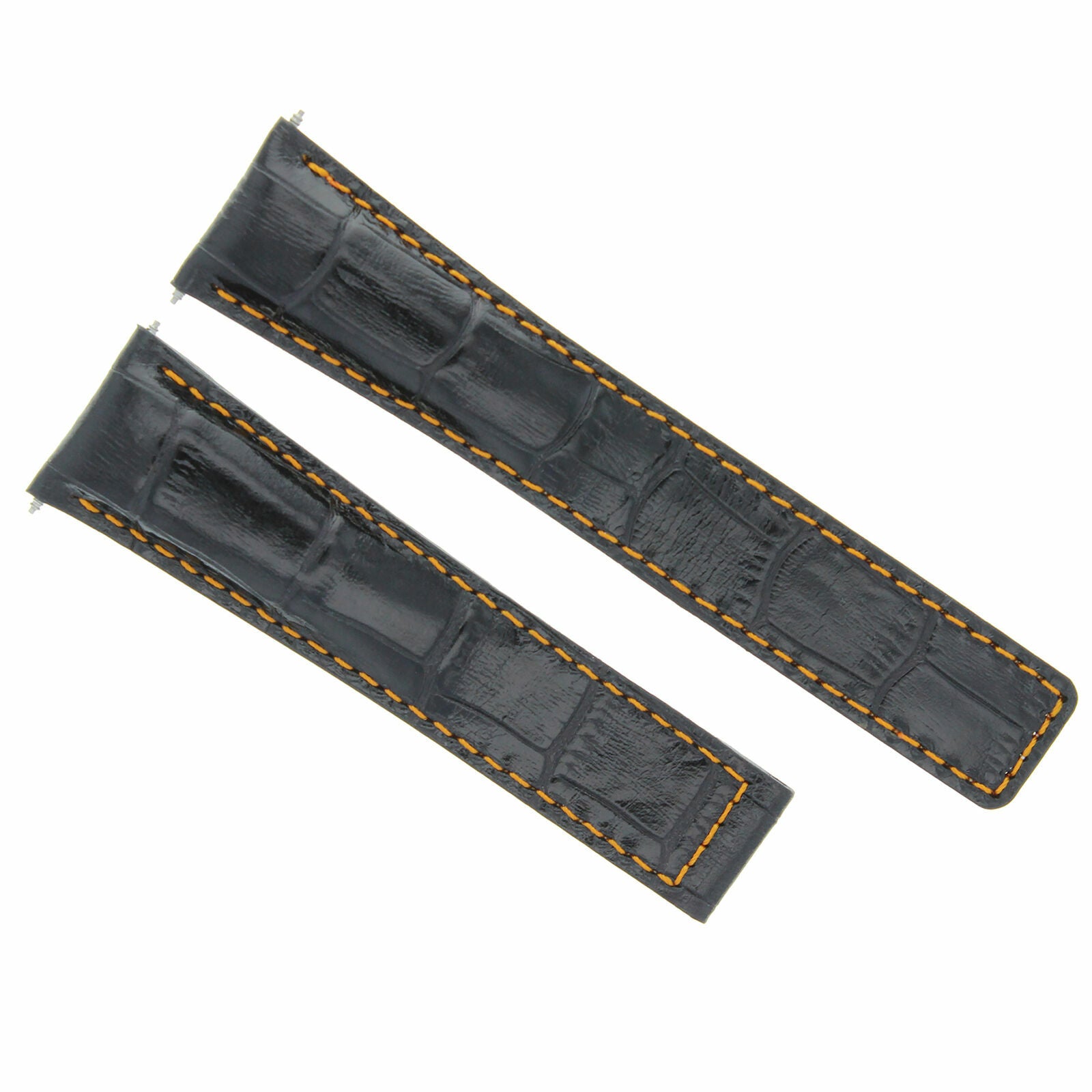 22/18MM LEATHER ALLIGATOR BAND STRAP CLASP FOR TAG HEUER CARRERA 16 BLACK OS