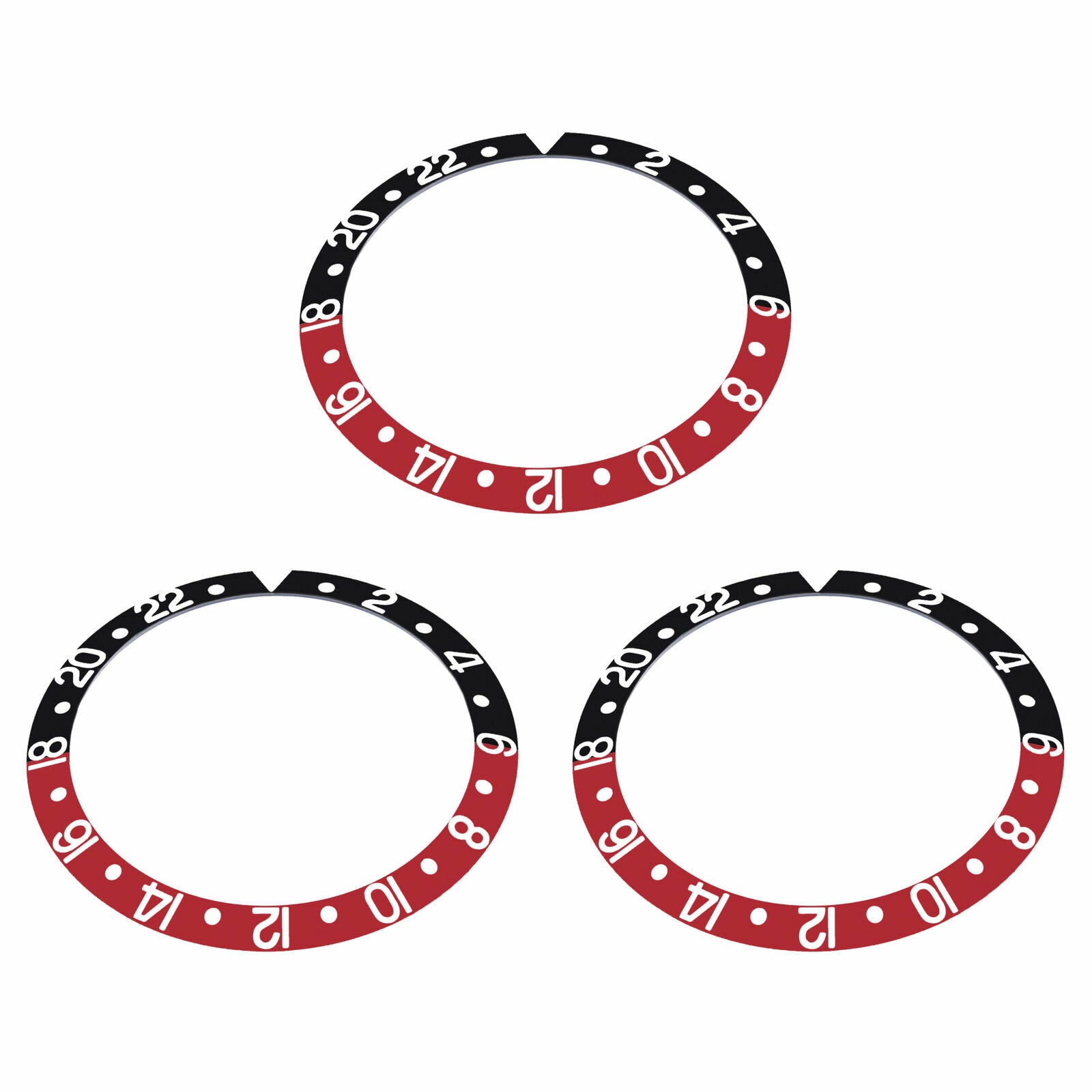 12 BEZEL INSERT ALUMINUM FOR ROLEX GMT 16700 16710 16713 16718 16760  RED/BLACK