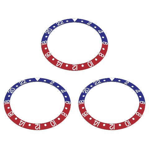 3 BEZEL INSERT ALUMINUM PEPSI FOR ROLEX GMT I MASTER 1675 16750 16753 BLUE/RED