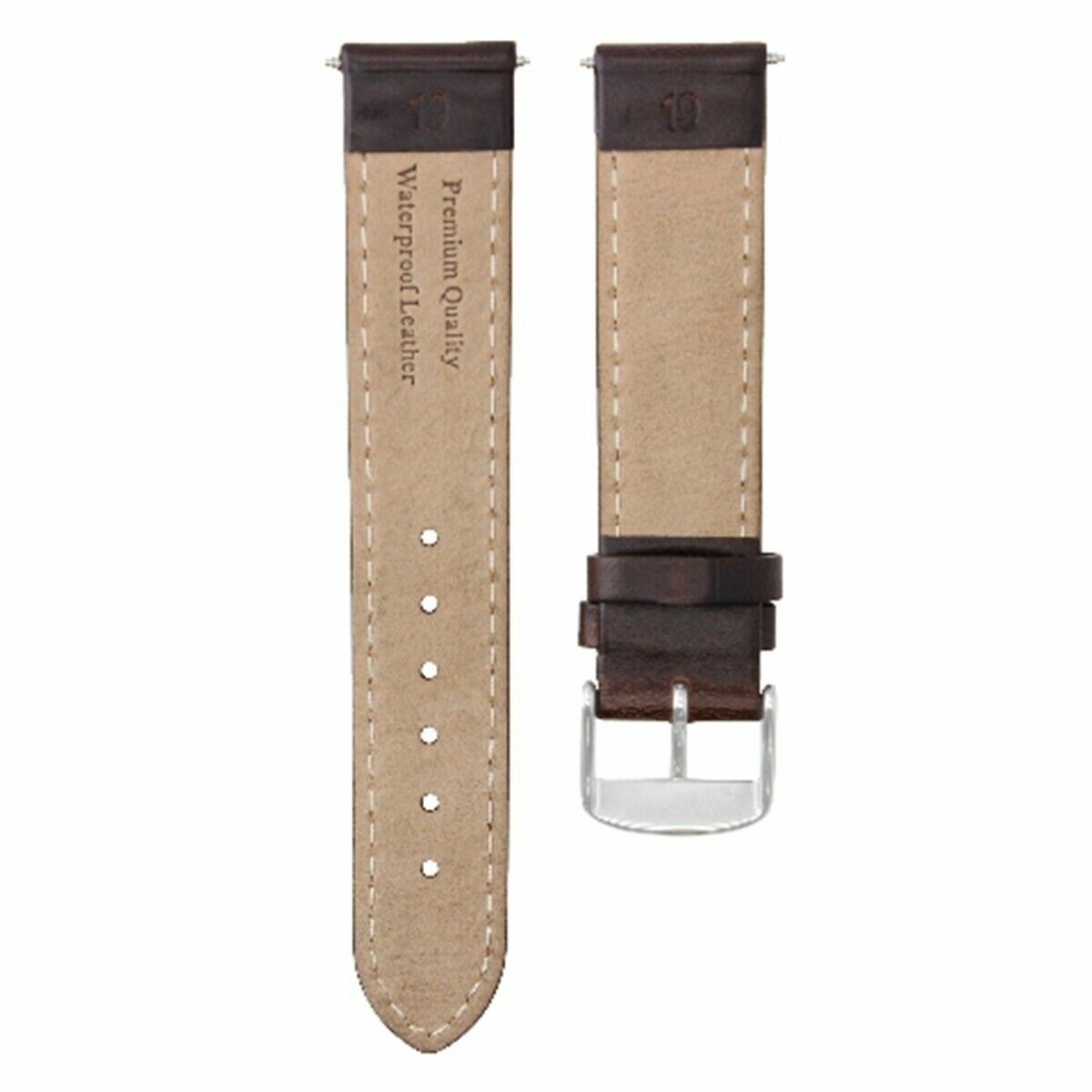 18MM SMOOTH LEATHER STRAP BAND FOR ROLEX WATCH WATERPROOF DARK BROWN WHITE ST