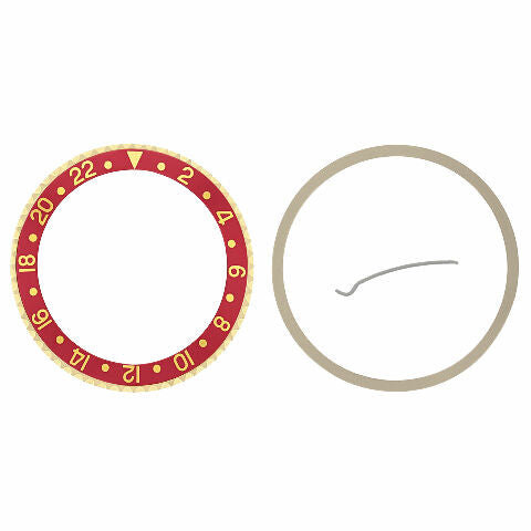 BEZEL & INSERT FOR ROLEX GMT 18KY REAL GOLD 16700 16710 16713  16718 16760  RED