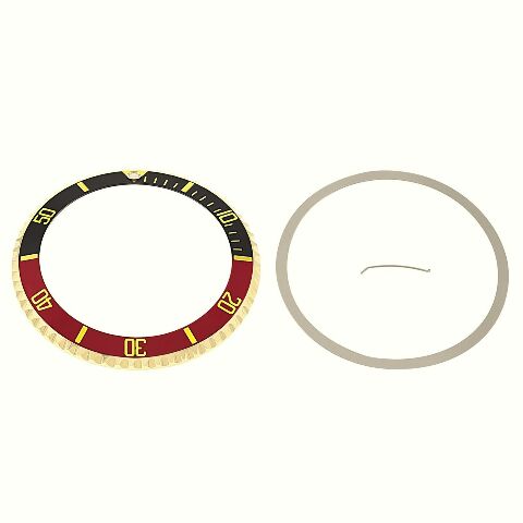 BEZEL+ INSERT FOR ROLEX SUBMARINER 18K REAL GOLD 16800 16613 16618 BLACK/RED GF