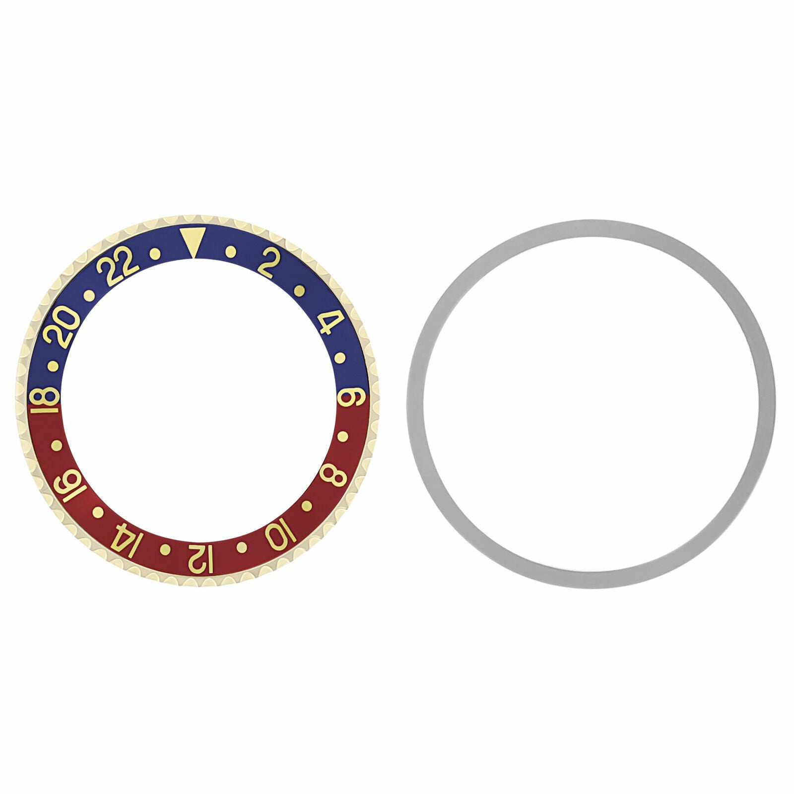 BEZEL & INSERT FOR ROLEX GMT 18K REAL GOLD BLUE/RED PEPSI 1675 16750 16753 16758