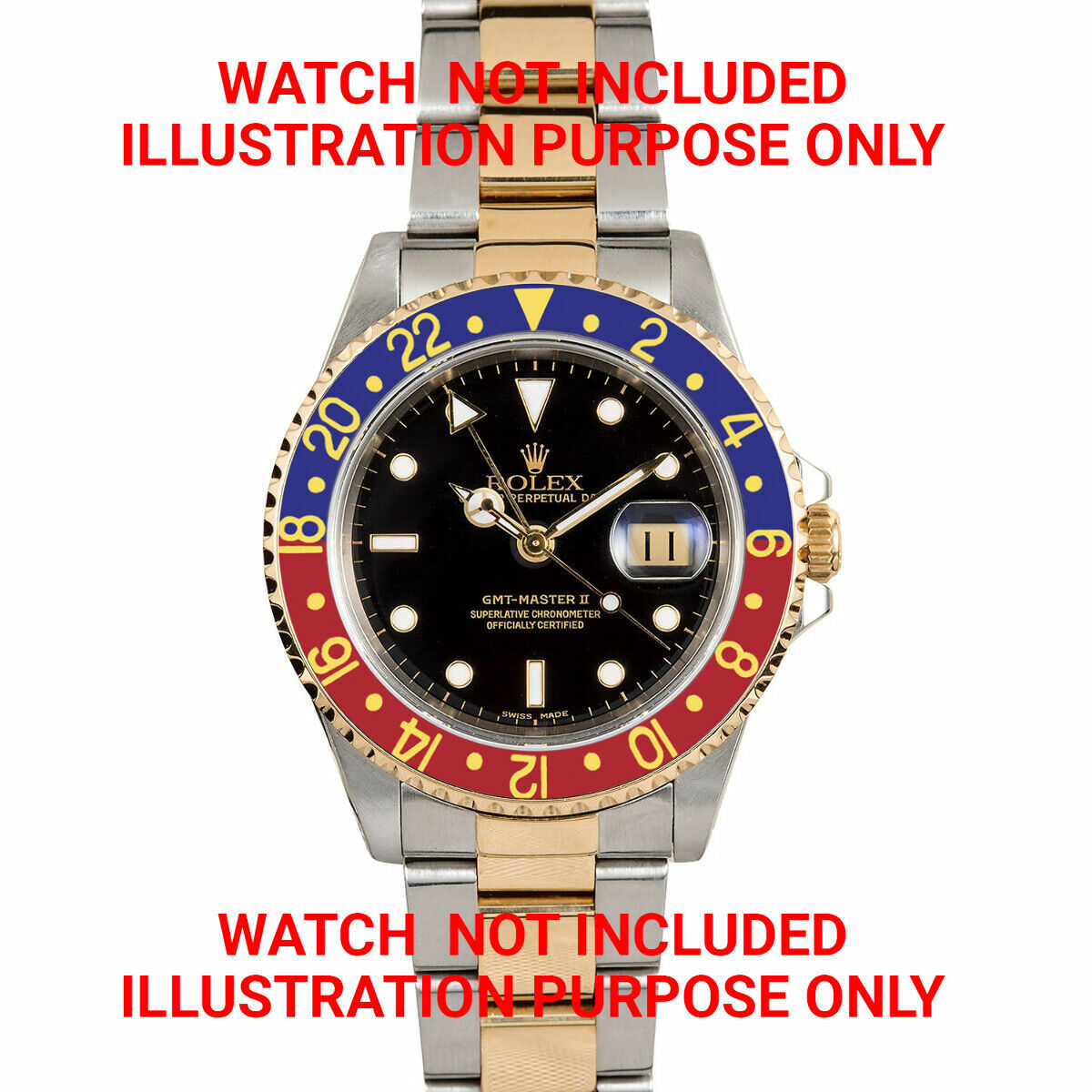 BEZEL & INSERT FOR ROLEX GMT 18KY REAL GOLD 16700 16710 16718 16713 BL/RED PEPSI