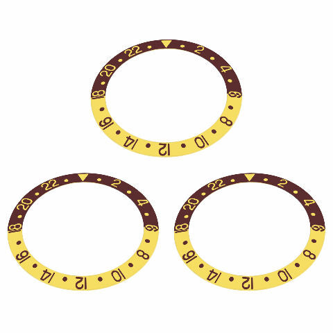 3 BEZEL INSERT FOR ROLEX GMT 16700 16710 16713 16718 16760 BROWN/GOLD ROOT BEER