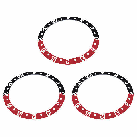 12 BEZEL INSERT FOR ROLEX  GMT 1670 1675 16750 16753 16758 WATCH COKE RED/BLACK