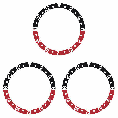 12 BEZEL INSERT FOR ROLEX  GMT 1670 1675 16750 16753 16758 WATCH COKE RED/BLACK