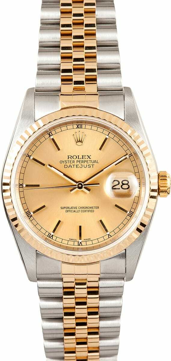 FLUTED BEZEL FOR MEN 36MM ROLEX DATEJUST 1601 1602 16013 16030 REAL18KY GOLD