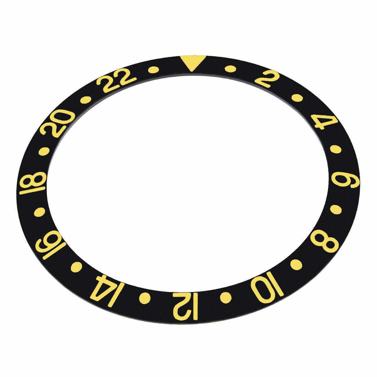 REPLACEMENT BEZEL INSERT ALUMINUM BLACK/GOLD FOR WATCH 37.80MM X 30.20MM
