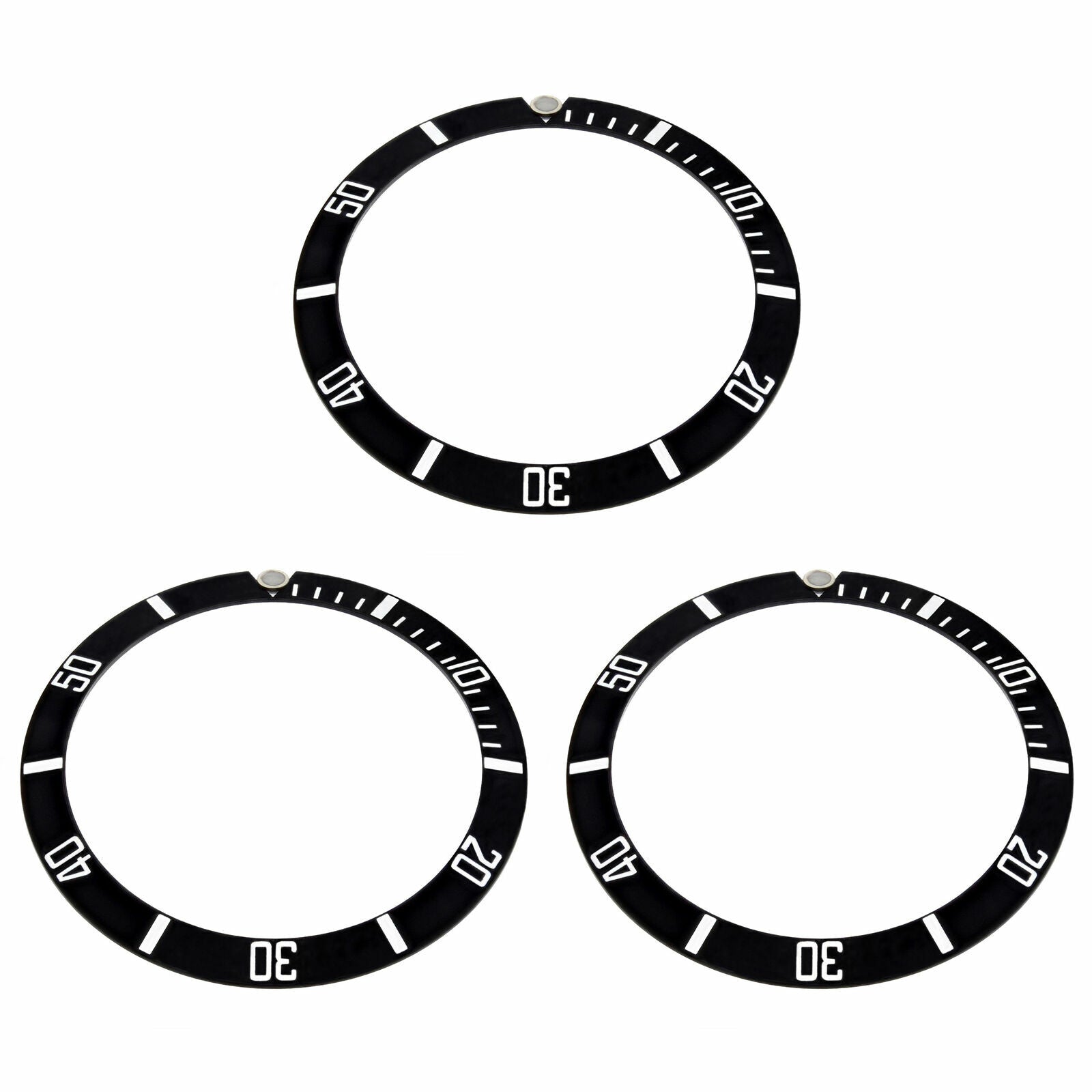 3 BEZEL INSERT ALUMINUM FOR ROLEX WATCH SUBMARINER 16800 16808 16810 16818 BLACK