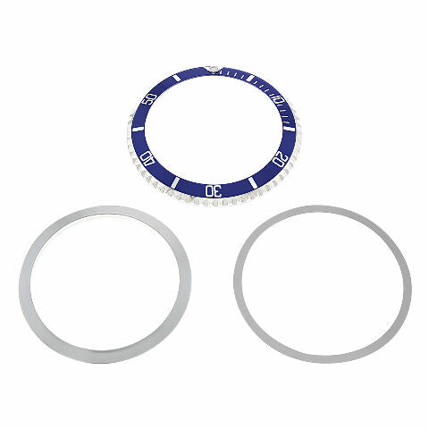 BEZEL,RETAINING+ INSERT FOR ROLEX SUBMARINER 5508, 5512 5513 1680 BLUE INSTALLED