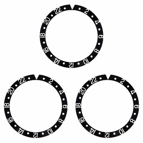 3 BEZEL INSERT ALUMINUM FOR ROLEX GMT 1670 1675 16750 16753 16758 WATCH BLACK