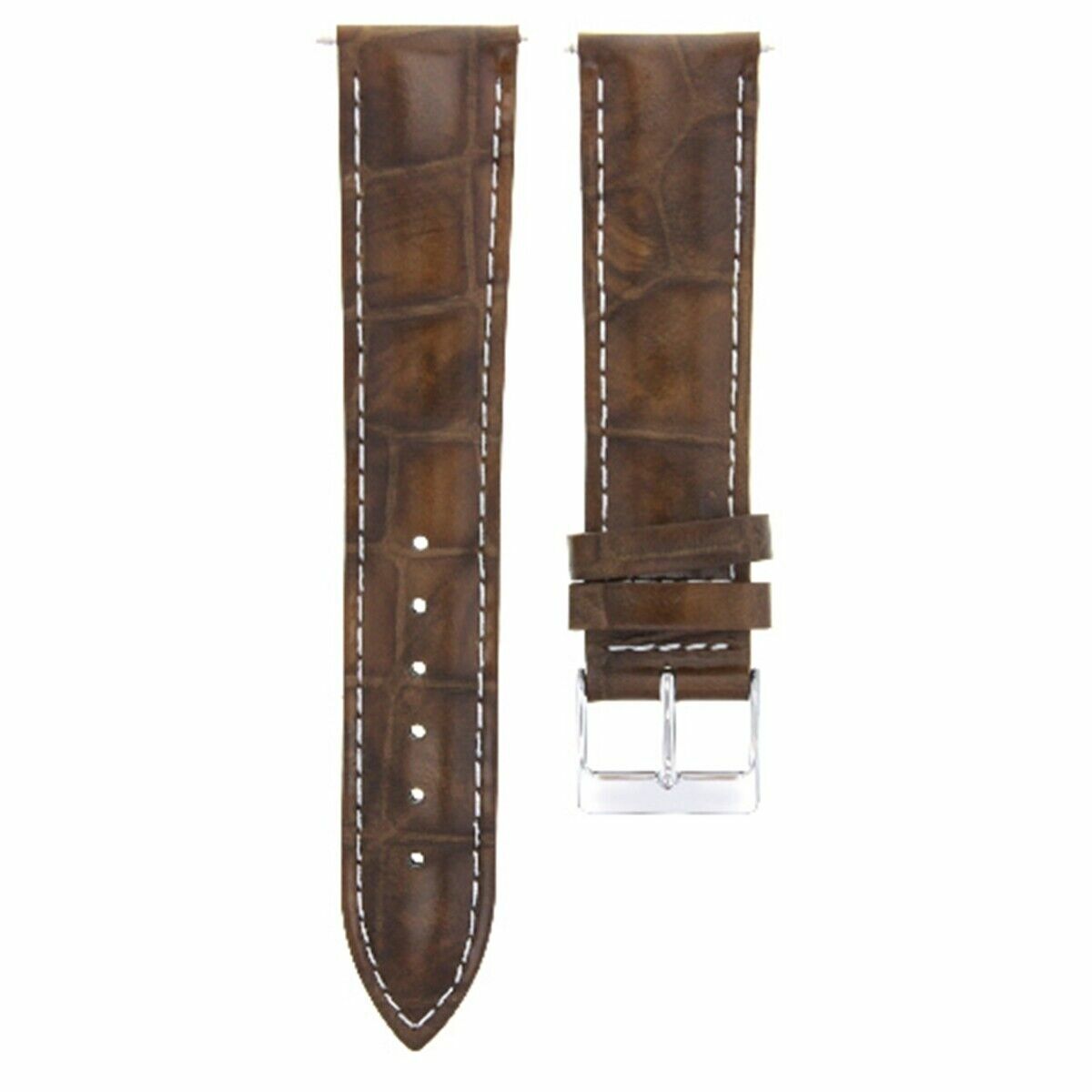 LEATHER WATCH BAND STRAP 19MM/16MM FOR MONTBLANC WATCH LIGHT BROWN  WHITE STITCH