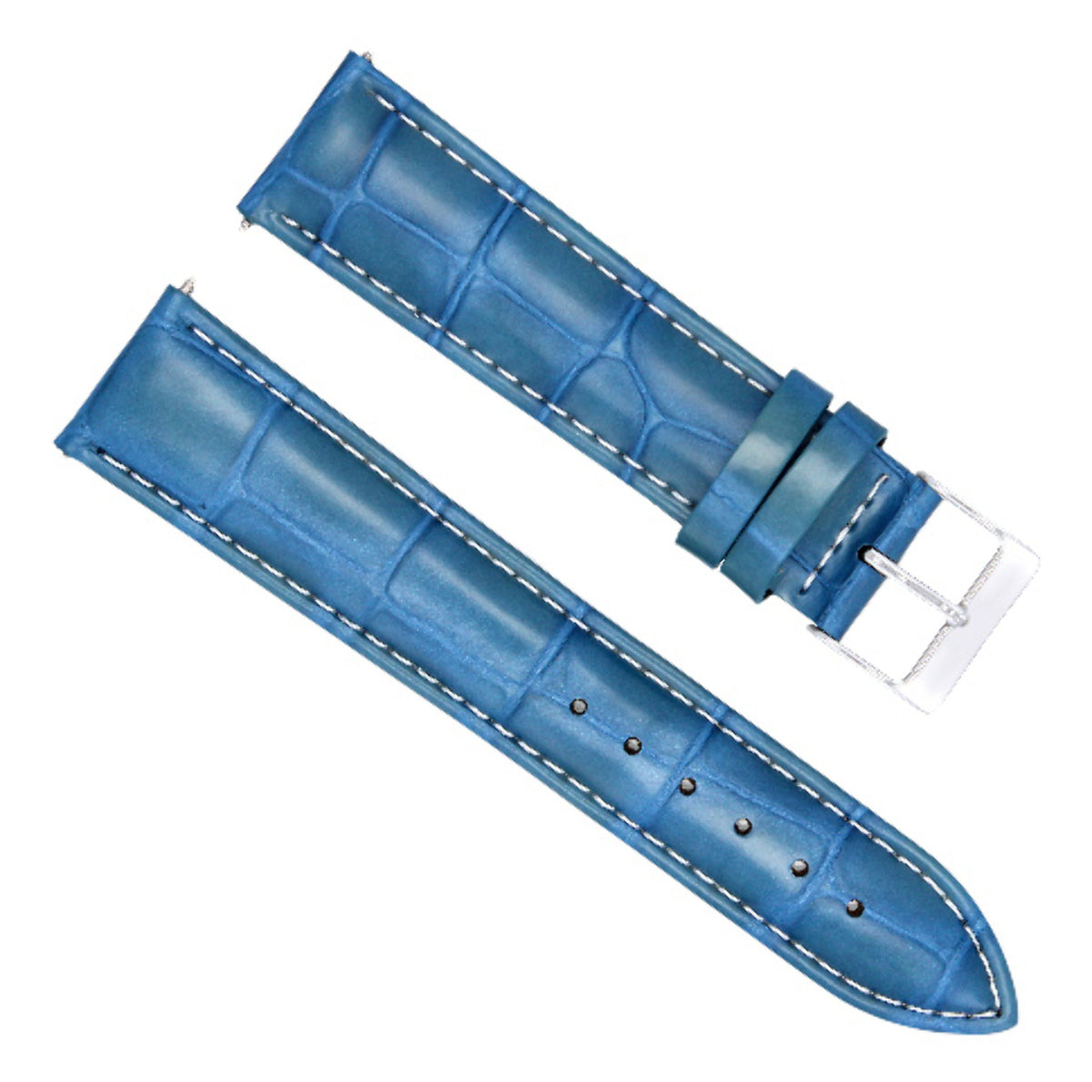 20MM LEATHER WATCH STRAP BAND FOR MONTBLANC TIMEWALKER WATCH LIGHT BLUE WHITE ST
