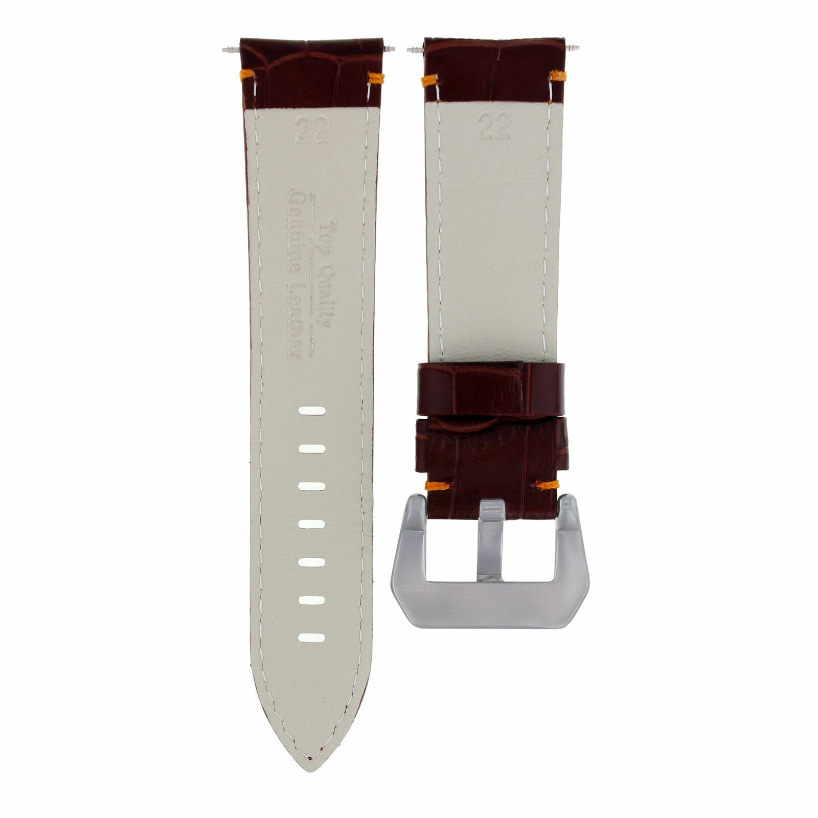 22MM LEATHER WATCH BAND STRAP FOR ANONIMO SAILOR WATCH BROWN ORANGE STITCH