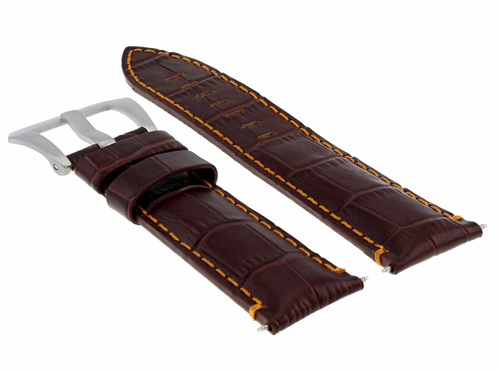 22MM LEATHER WATCH BAND STRAP FOR ANONIMO SAILOR WATCH BROWN ORANGE STITCH