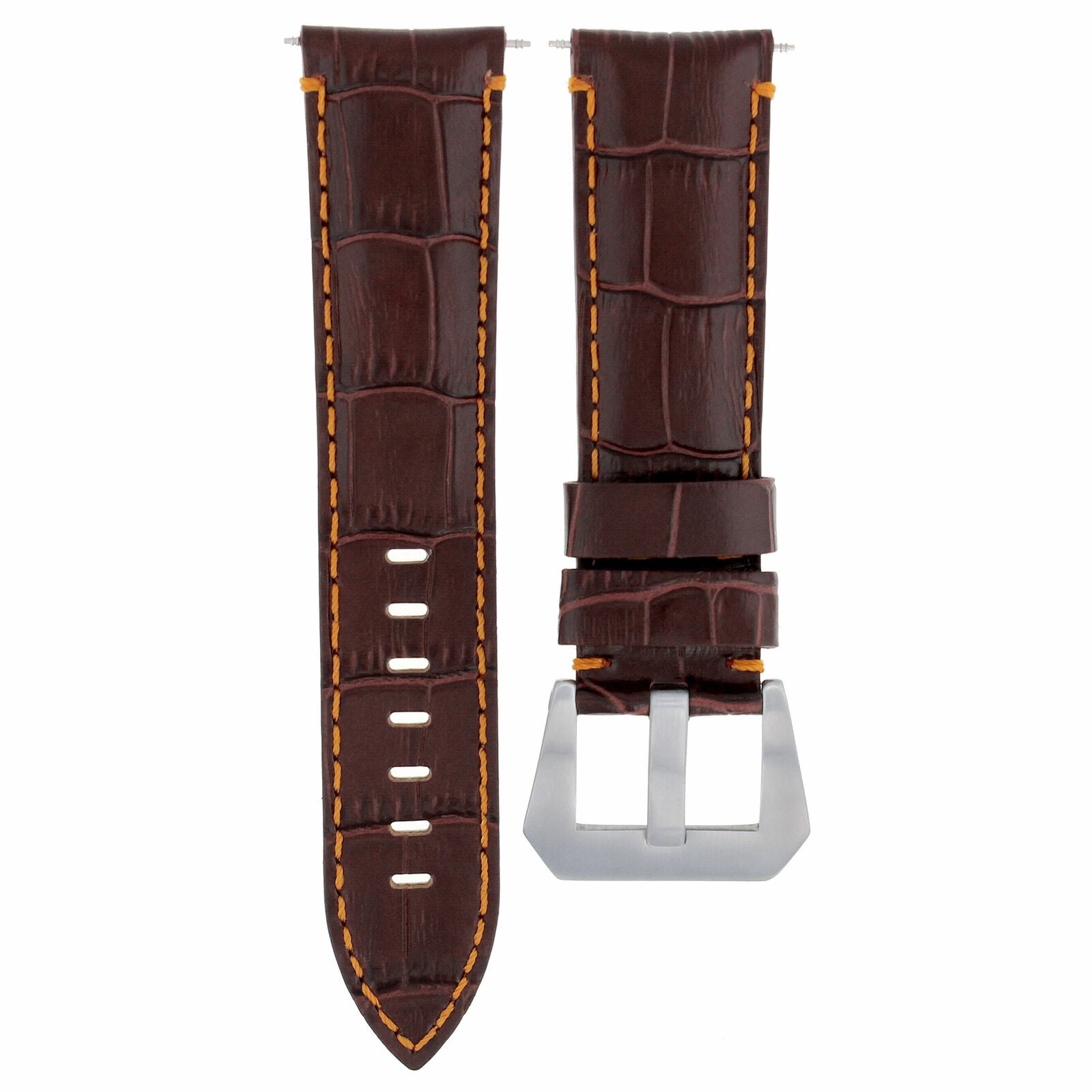 22MM LEATHER WATCH BAND STRAP FOR ANONIMO SAILOR WATCH BROWN ORANGE STITCH