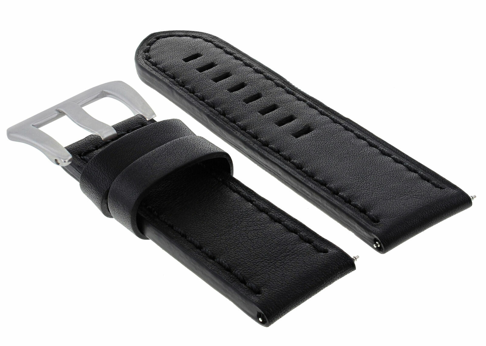 24MM COW LEATHER WATCH BAND STRAP FOR ANONIMO WATCH BLACK