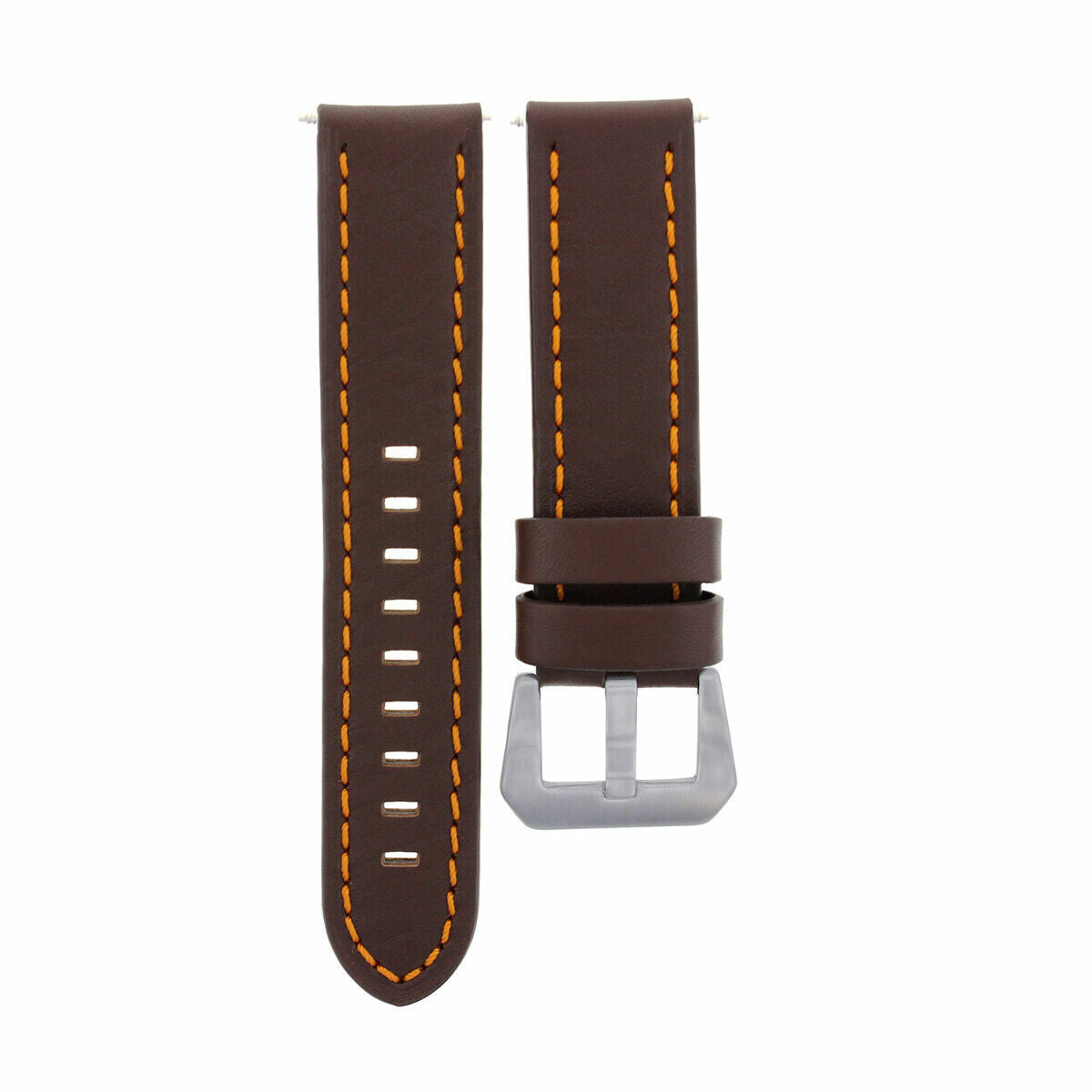 22MM LEATHER WATCH BAND STRAP FOR ANONIMO WATCH DARK BROWN ORANGE STITCHING