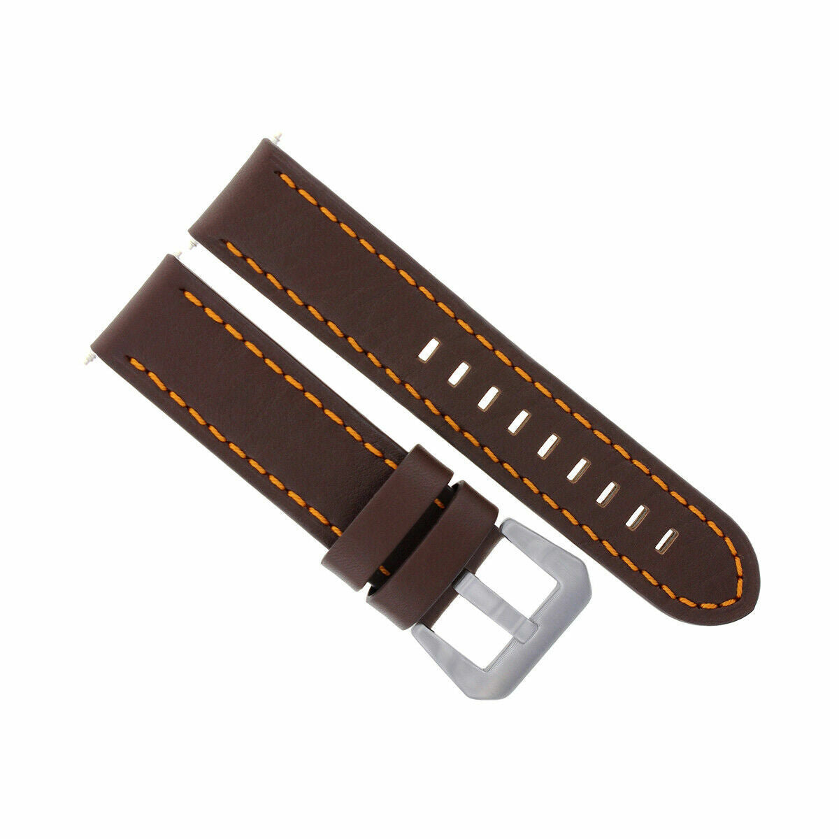 22MM LEATHER WATCH BAND STRAP FOR ANONIMO WATCH DARK BROWN ORANGE STITCHING