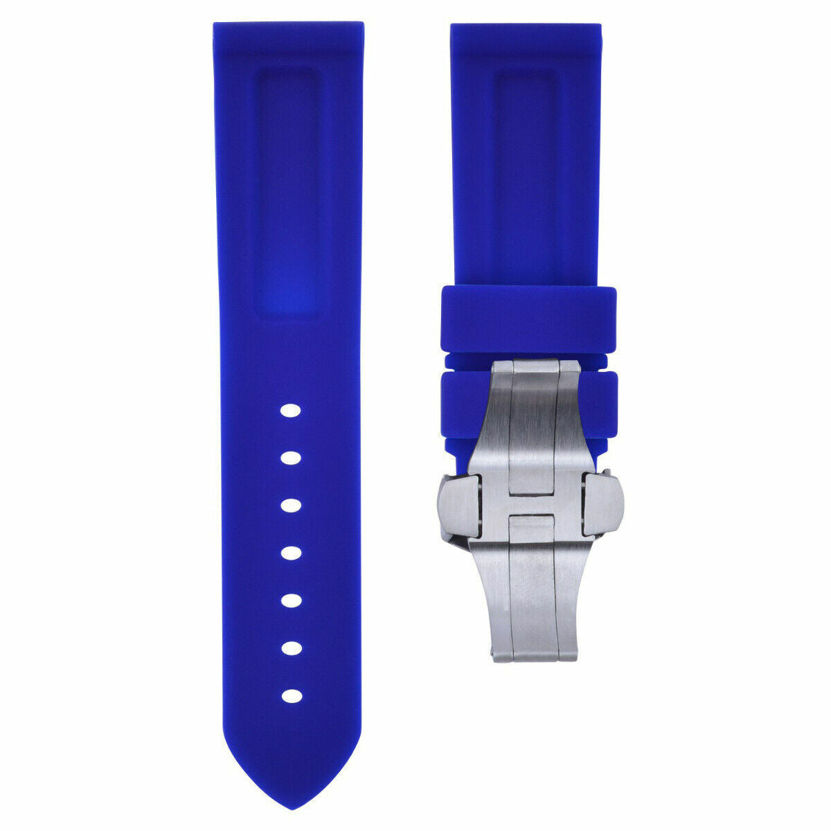 22MM RUBBER DIVER WATCH BAND FOR PAM 40MM PANERAI DEPLOYMENT BUCKLE CLASP BLUE