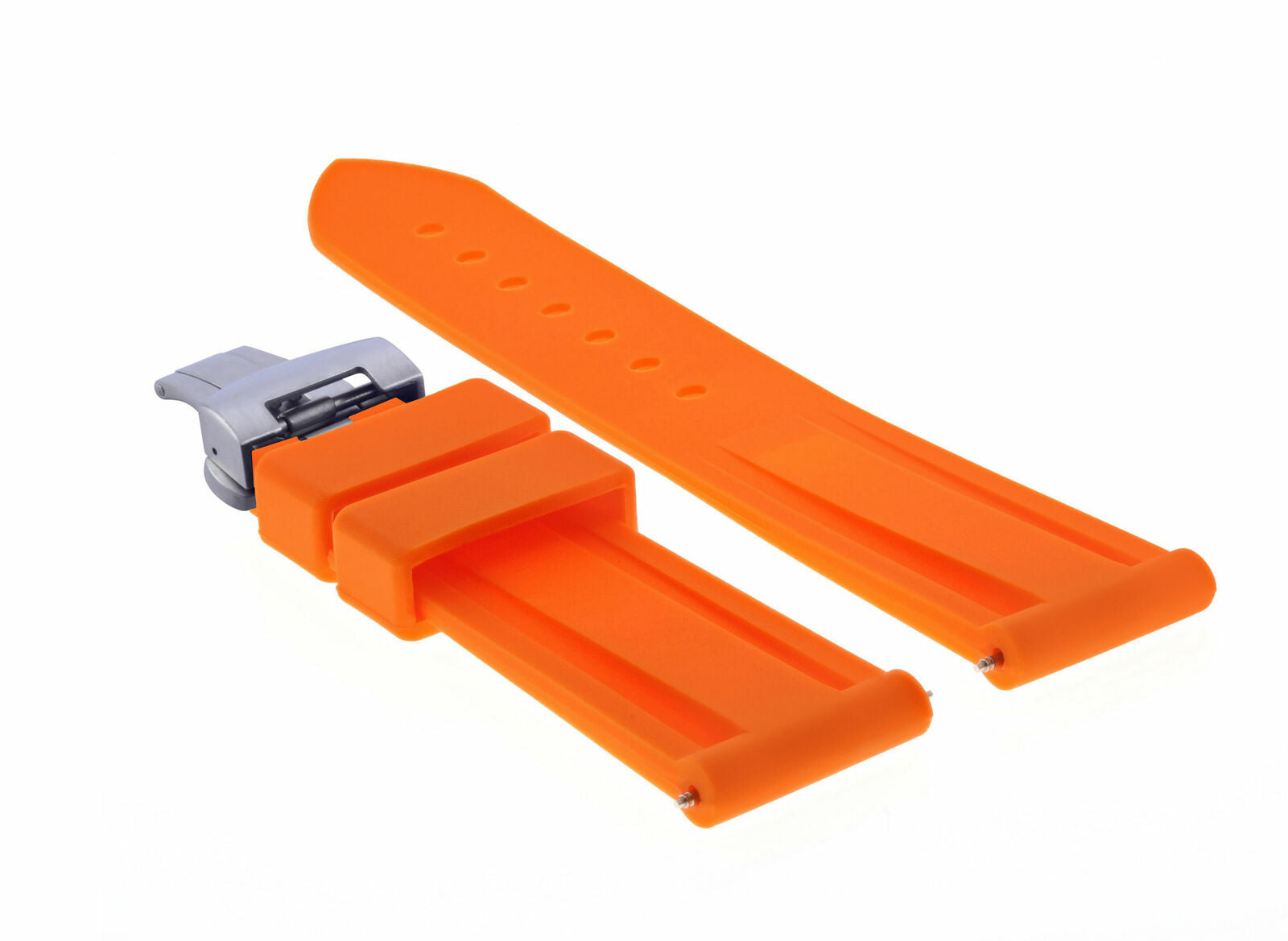 22MM RUBBER DIVER WATCH BAND FOR 40MM PANERAI GMT WATCH DEPLOYMENT CLASP ORANGE