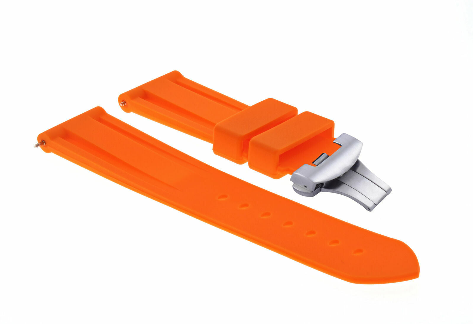 22MM RUBBER DIVER WATCH BAND FOR 40MM PANERAI GMT WATCH DEPLOYMENT CLASP ORANGE